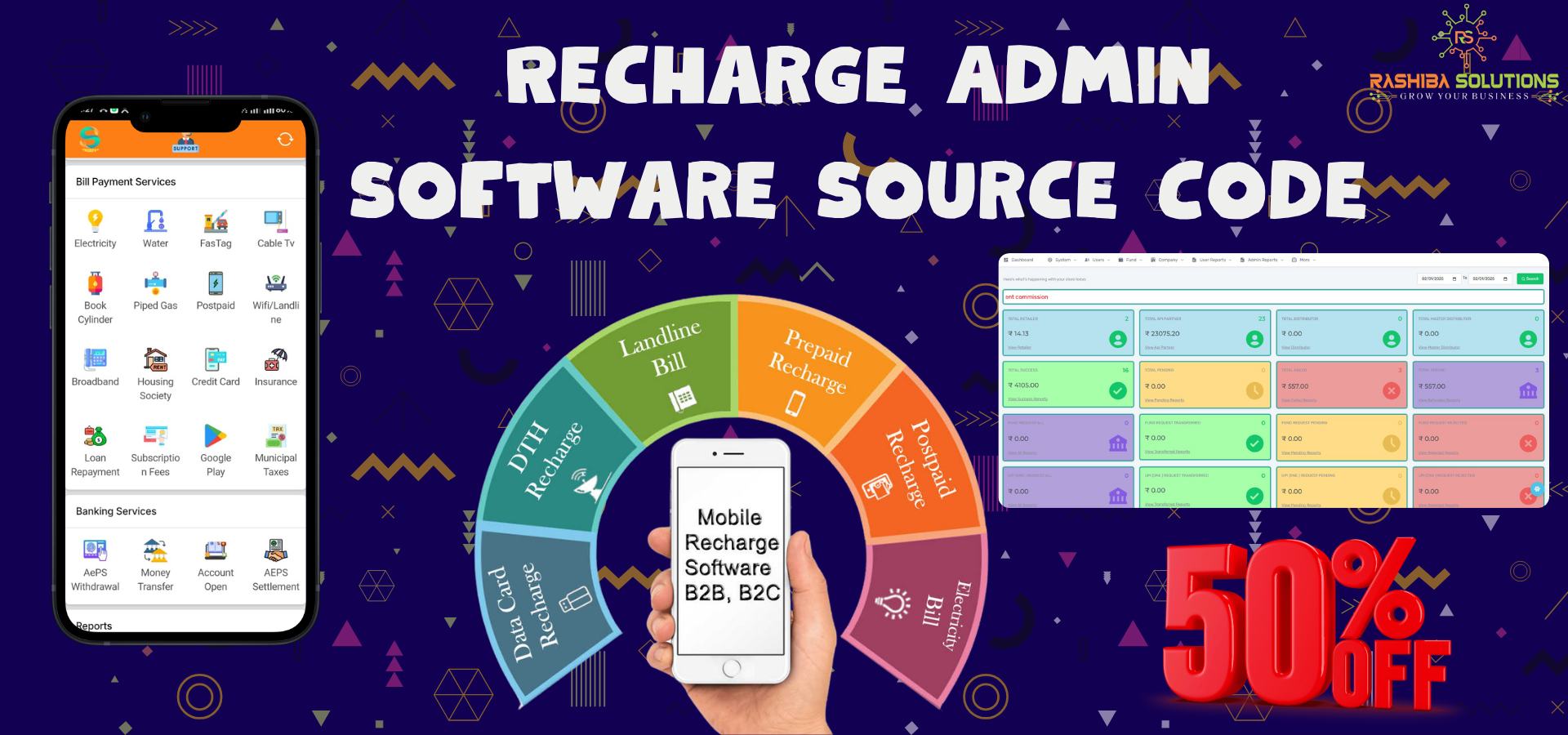 multi recharge admin software source code